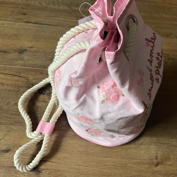 MY MELODY-RARE Imported (NWT) Pink Canvas Bucket Backpack main image 8